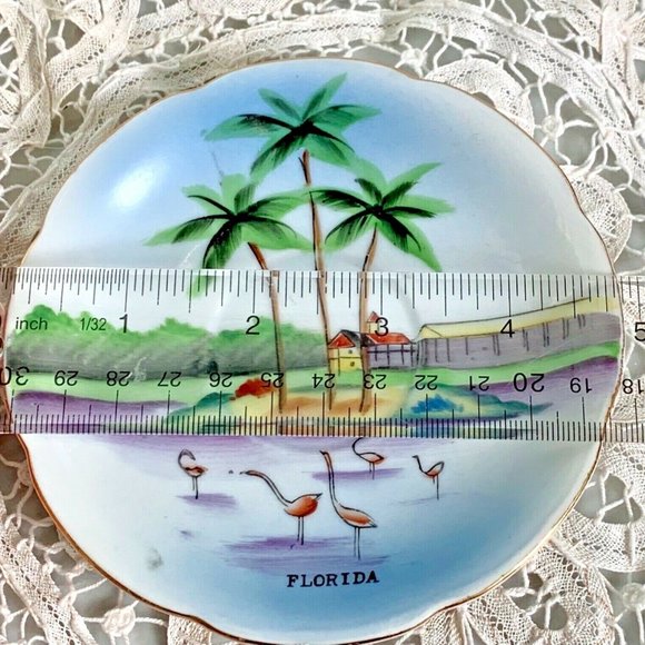 Flamingo Mini Tea Cup Saucer Vintage Florida Souvenir - Picture 7 of 10